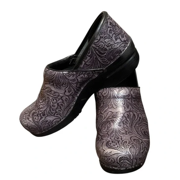 DANSKO Professional Tooled Grey Patent Clog 40 US 9.5-10 Leather Comfort Shoes - Picture 10 of 17